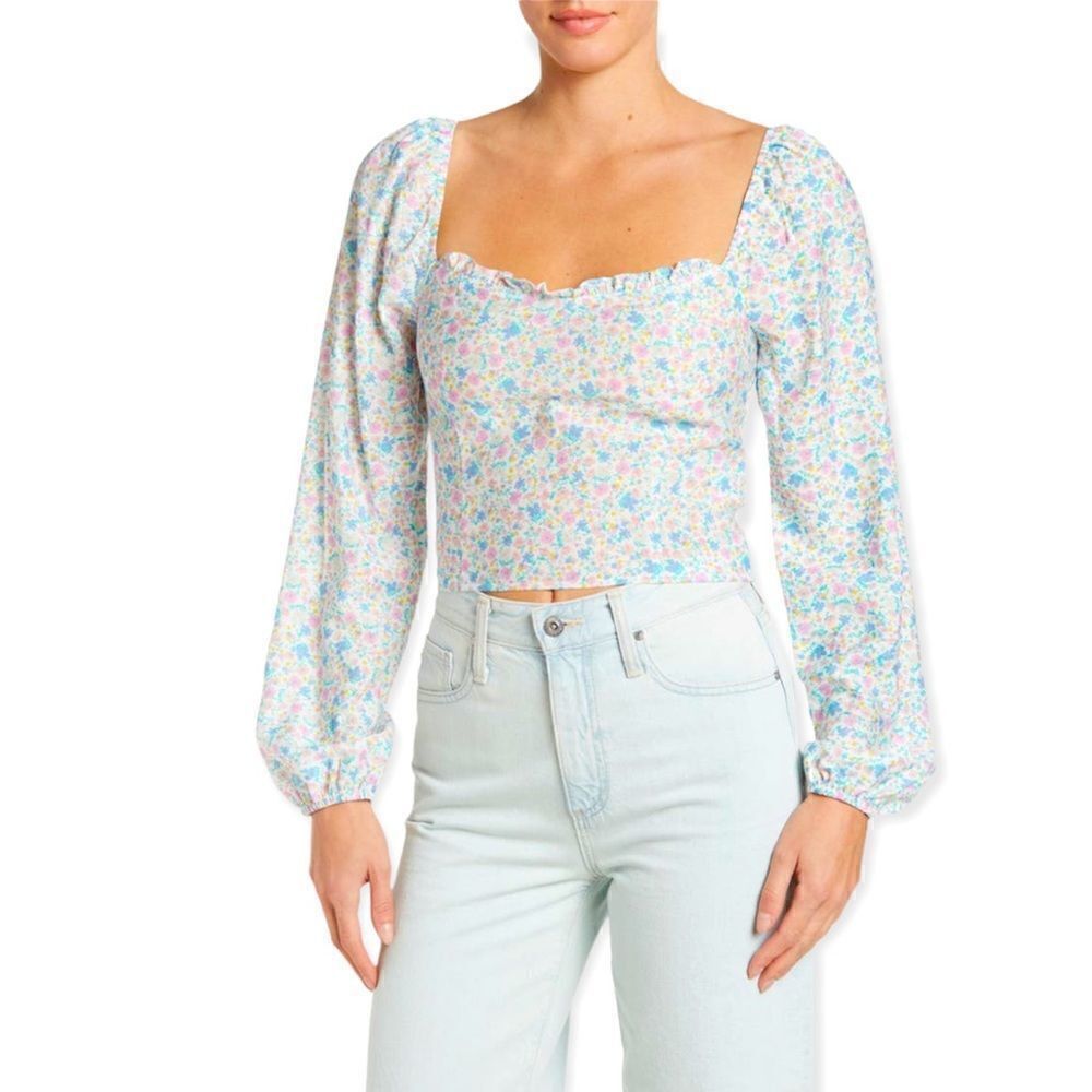 Sophie Rue Floral Long Sleeve Crop Top Size XL